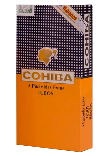 Упаковка Cohiba Piramides Extra Tubos на 3 сигары