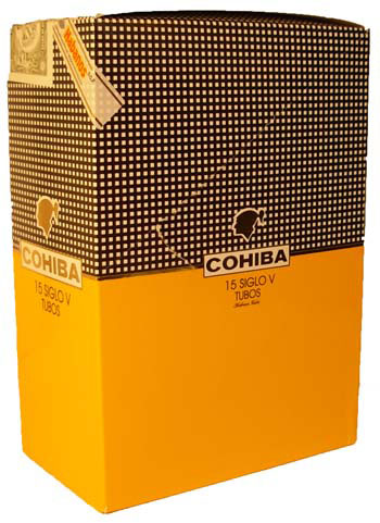 Упаковка Cohiba Siglo V Tubos на 15 сигар