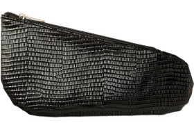 Кисет-чехол для трубки FINIX 18015-22, кожа люкс - чёрный лак (мелкая чешуя), с подкладкой