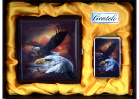 Подарочный набор портсигар с зажигалкой Gentelo Орёл-4 7-1002