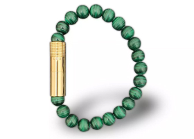 Пробойник-браслет для сигар Le Petit, Gold plated 18K, Malachite