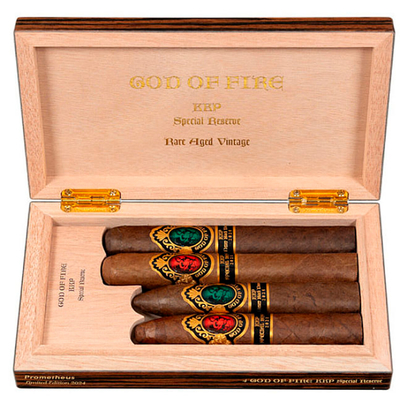 Подарочный набор Подарочный набор сигар God of Fire KKP Never Back Down Special Reserve Set Macassar Ebony 4 Cigars