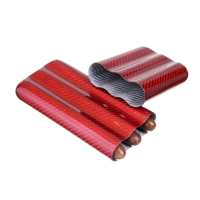 Чехол Lubinski на 3 сигары, красный карбон FK1383-4