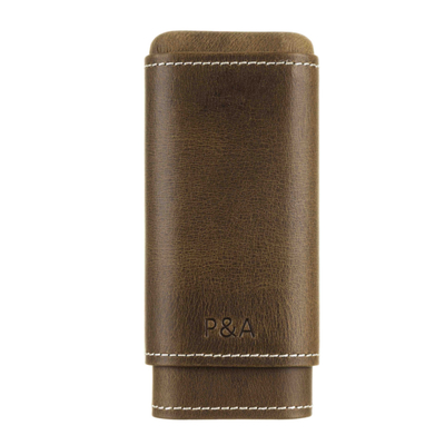 Чехол P&A на 3 сигары Черчилль, натуральная кожа и кедр T1067-Cognac