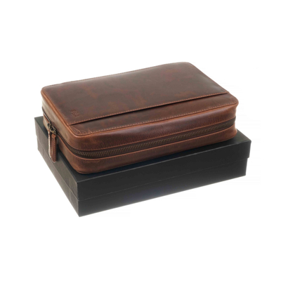 Сигарная сумка-хьюмидор P&A на 5 сигар, натуральная кожа C260-Brown