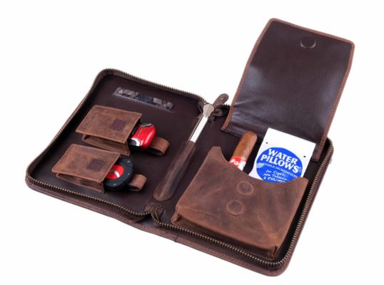 Сигарная сумка P&A на 6 сигар, натуральная кожа, коричневая C251-Buffalo