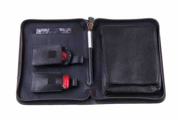 Сигарная сумка P&A на 6 сигар, натуральная кожа, черная C251-Black