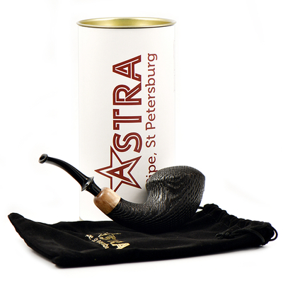 Курительная трубка Astra - Aurora Morta 245 - Rhodesian bent Black Blast, без фильтра