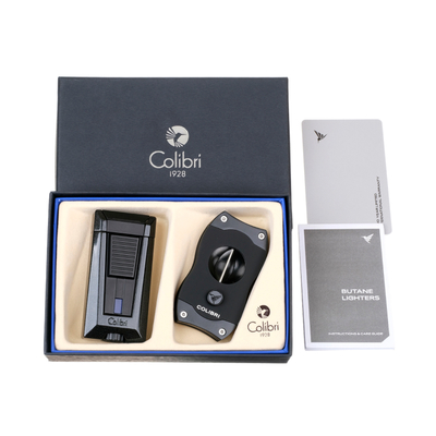 Подарочный набор зажигалка и каттер, Colibri Stealth, черный GS900T1