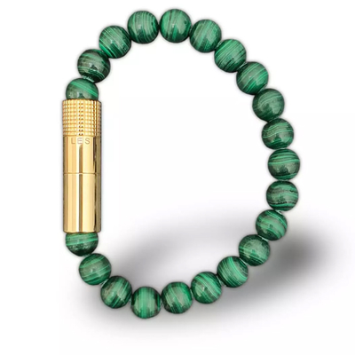 Пробойник-браслет для сигар Le Petit, Gold plated 18K, Malachite