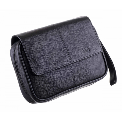 Сумка P&A для 4 трубок и табака, натуральная кожа, подарочная упаковка 418-Black