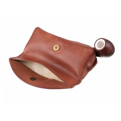 Сумка P&A для трубки и табака, натуральная кожа P315-Cognac
