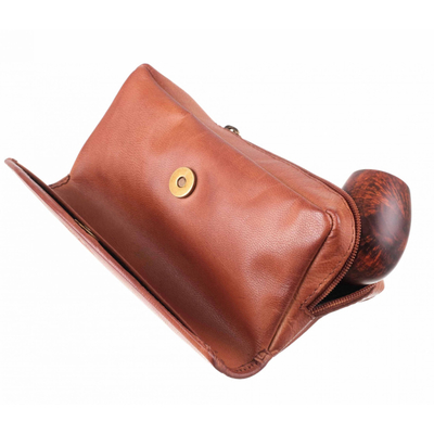 Сумка P&A для трубки и табака, натуральная кожа P315-Cognac
