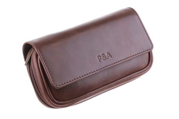 Сумка P&A для 2 трубок и табака, натуральная кожа Crazy Horse 415-Brown