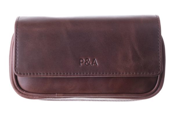 Сумка P&A для 2 трубок и табака, натуральная кожа Crazy Horse 415-Brown