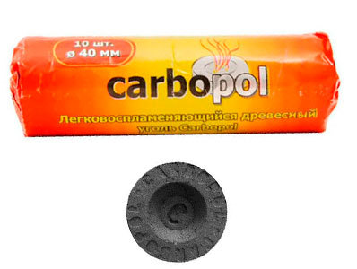 Уголь для кальяна Carbopol 40мм, 10шт.
