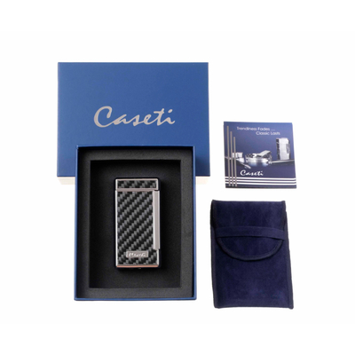 Зажигалка Caseti сигарная, турбо (двойное пламя), карбон CA437-4
