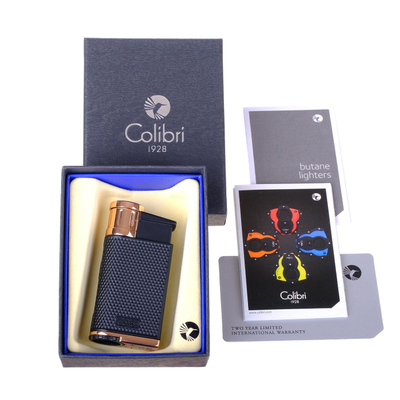 Зажигалка сигарная Colibri Evo, черная-красное золото LI520C5