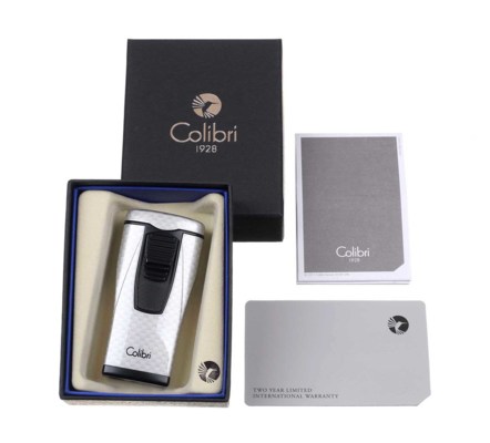 Зажигалка сигарная Colibri Monaco (тройное пламя), серебристый карбон LI880T11