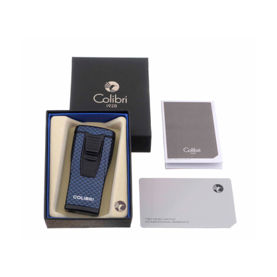 Зажигалка сигарная Colibri Monaco (тройное пламя), синий карбон LI880T13