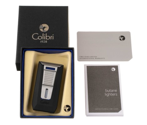 Зажигалка сигарная Colibri Slide (двойное пламя), черный-хром LI850T5