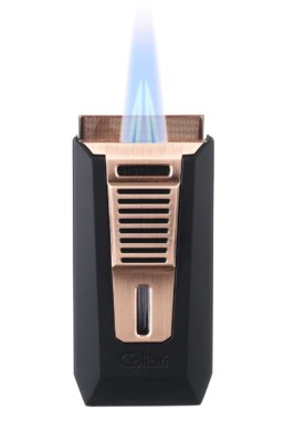 Зажигалка сигарная Colibri Slide (двойное пламя), черная-розовое золото LI850T13