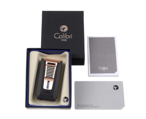 Зажигалка сигарная Colibri Slide (двойное пламя), черная-розовое золото LI850T13