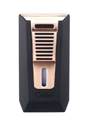 Зажигалка сигарная Colibri Slide (двойное пламя), черная-розовое золото LI850T13