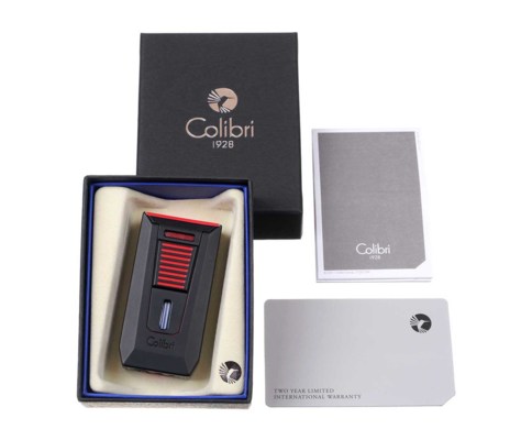 Зажигалка сигарная Colibri Slide (двойное пламя), черно-красная LI850T14