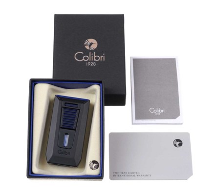 Зажигалка сигарная Colibri Slide (двойное пламя), черно-синяя LI850T15