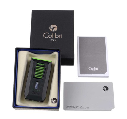 Зажигалка сигарная Colibri Slide (двойное пламя), черно-зеленая LI850T16