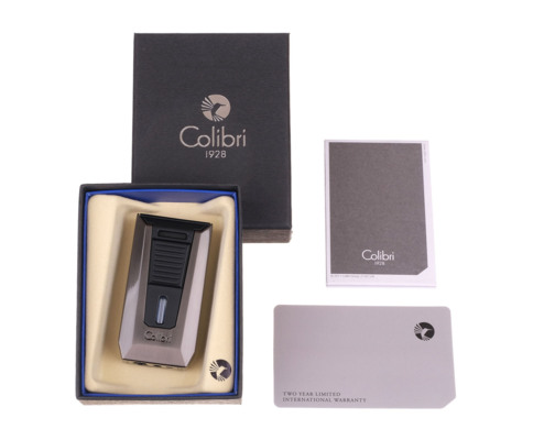 Зажигалка сигарная Colibri Slide (двойное пламя), черная-оружейная сталь LI850T12