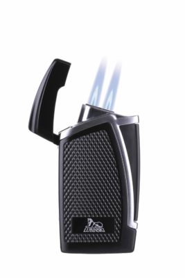 Зажигалка Lubinski «Дрэгон» турбо, двойное пламя, черно-серебристая WJ300-2
