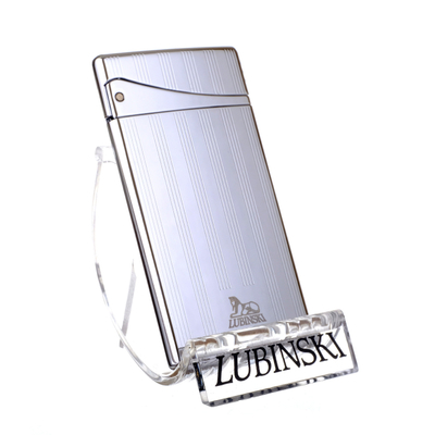 Зажигалка Lubinski «Флоренция», плоская, турбо, серебристая в полоску WB503-1